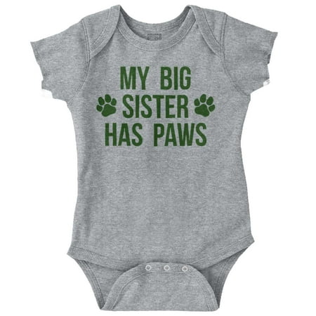 My Big Sister Has Paws Romper Boys or Girls Infant Baby Brisco Brands NB