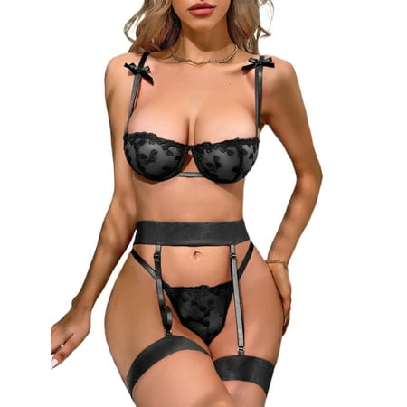 Niuer Ladies Bodysuit Deep V Neck Teddy Babydoll With Garter Belt Mash Lingerie Set 3 Pieces Women Transparent See Through Sheer Lace Black S
Niuer Ladies Bodysuit Deep V Neck Teddy Babydoll With Garter Belt Mash Lingerie Set 3 Pieces Women Transparent See Through Sheer Lace Black S