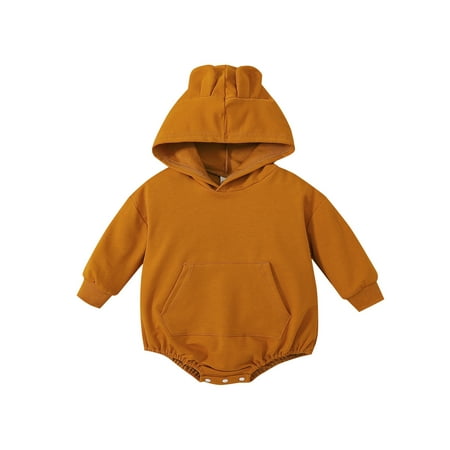 Boys Bodysuits Baby Soild Long Sleeves Hooded Sweatershirt Romper Jumpsuit With Pocket
Boys Bodysuits Baby Soild Long Sleeves Hooded Sweatershirt Romper Jumpsuit With Pocket