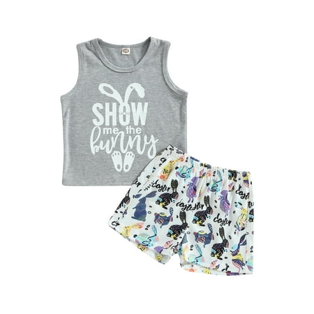 Zervatek Kids Boys Easter Shorts Set Letters Print Tank Top with Bunny Print Shorts Summer Outfit
Zervatek Kids Boys Easter Shorts Set Letters Print Tank Top with Bunny Print Shorts Summer Outfit