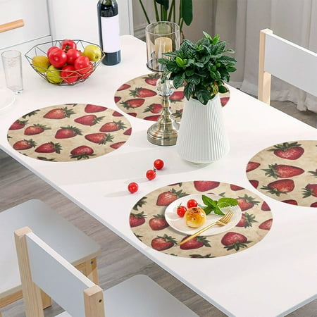 Round Grid Placemat One Sizex6 Round Placemat PVC Plate Mat,15.4 Inch Non-Slip and Heat Resistant Table Placemat Dining Room Placemat Lovely Strawberries
Round Grid Placemat One Sizex6 Round Placemat PVC Plate Mat,15.4 Inch Non-Slip and Heat Resistant Table Placemat Dining Room Placemat Lovely Strawberries