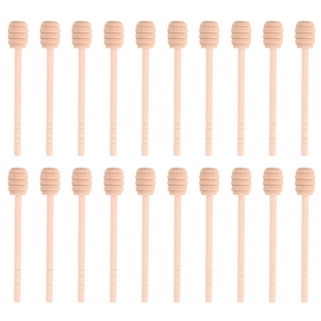 NUOLUX 20PCS Long Wood Honey Stirring Stick Honey Dipper Stick Honey Spoon Rod