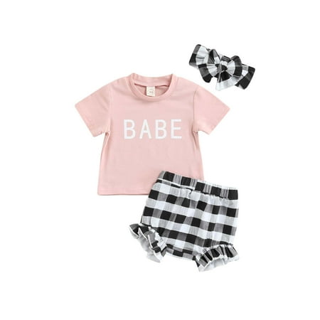 Genuiskids 0-24M Newborn Kids Baby Girls Summer Outfit Short Sleeve Babe Print T-Shirt Tops + Plaid Ruffled High Waist Shorts
Genuiskids 0-24M Newborn Kids Baby Girls Summer Outfit Short Sleeve Babe Print T-Shirt Tops + Plaid Ruffled High Waist Shorts