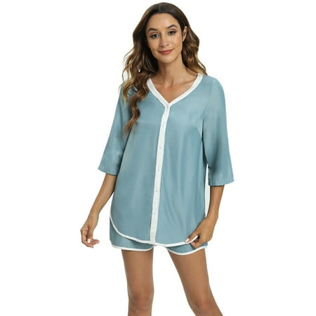 Soft Loungewear Set for Women Shorts - Pajamas Women Short Sleeve Sleepwear Comfortable Button Down Loungewear Soft Shorts Set S-XXL
Soft Loungewear Set for Women Shorts - Pajamas Women Short Sleeve Sleepwear Comfortable Button Down Loungewear Soft Shorts Set S-XXL