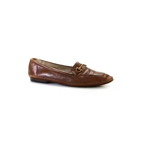 Pre-owned|L. Magnin Womens Almond Toe Leather Flat Loafers Brown Size 8.5