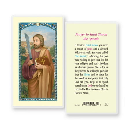 Saint Simon Laminated Catholic Prayer Holy Card with Prayer on Back Pack of 25