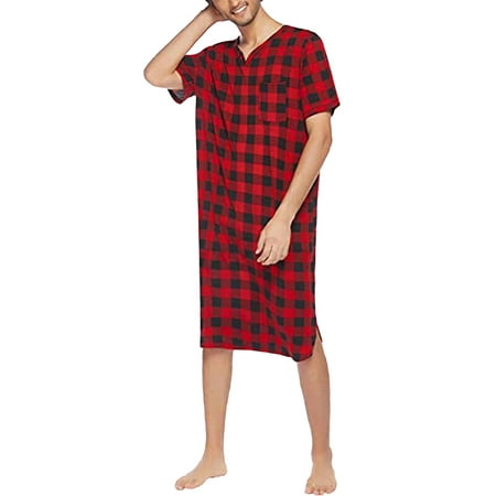 BrilliantMe Men Plaid Nightshirt Comfy Big Tall V Neck Loose Pajama Sleep Shirt Nightdress
BrilliantMe Men Plaid Nightshirt Comfy Big Tall V Neck Loose Pajama Sleep Shirt Nightdress