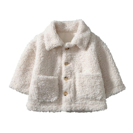 

kpoplk Girls Outerwear Jackets And Coats Toddler Boys Girls Fuzzy Fleece Jacket Full-Zip Polar Winter Warm Coats Outwear(White)