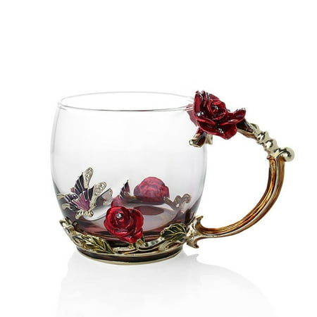 Fly Sunton Enamel Coffee Tea Cup Mug 3D Rose Butterfly Glass Cups Wedding Gift(Red Round Without Spoon)
Fly Sunton Enamel Coffee Tea Cup Mug 3D Rose Butterfly Glass Cups Wedding Gift(Red Round Without Spoon)