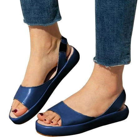 Pgeraug slippers for women Women Summer Solid Leather Open Toes Casual Elastic Band Sandals Shoes Flat sandals Blue 41
Pgeraug slippers for women Women Summer Solid Leather Open Toes Casual Elastic Band Sandals Shoes Flat sandals Blue 41