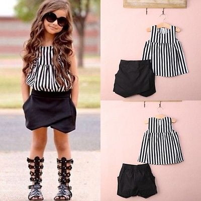 AIGUR Infant Baby Girls Clothes Sets Striped Sleeveless Vest Tops Black Shorts 2pcs Outfits
AIGUR Infant Baby Girls Clothes Sets Striped Sleeveless Vest Tops Black Shorts 2pcs Outfits