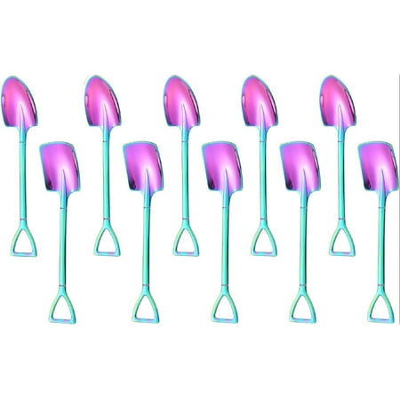 10Pcs Shovel Spoons Stainless Steel Spoon Reusable Dessert Spoons for Coffee Tea Ice Cream Fruit Sugar Cake