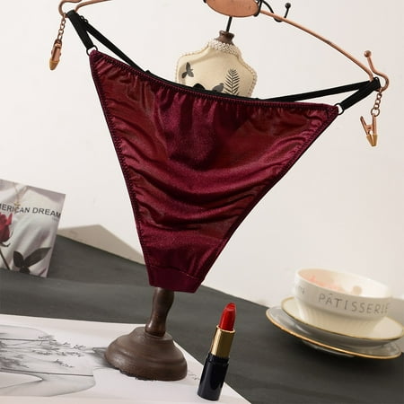 ALSLIAO Womens T-Back G-String Thongs High Cut Satin Bikini Panties Briefs Lingerie Wine Red M 
ALSLIAO Womens T-Back G-String Thongs High Cut Satin Bikini Panties Briefs Lingerie Wine Red M