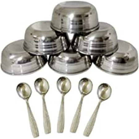 SynSpiritStore 12 pcs Stainless Steel Daal and Soup Bowls with Soup Spoons 10 x 10 x 12 Centimeters
SynSpiritStore 12 pcs Stainless Steel Daal and Soup Bowls with Soup Spoons 10 x 10 x 12 Centimeters
