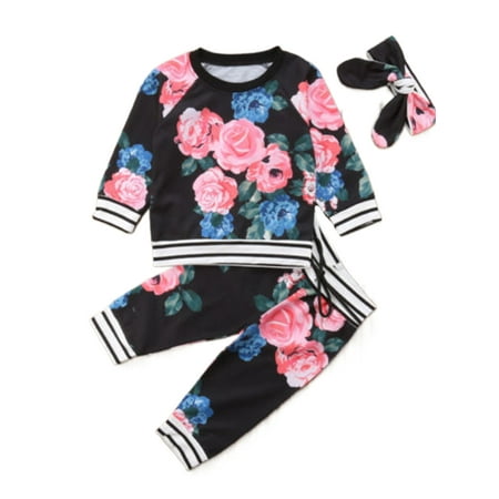 Peyakidsaa Baby Girls 3PCS Outfit Set Long Sleeve Floral Round Neck Top + Flowers Printed Pants + Bowknot Hair Band Set
Peyakidsaa Baby Girls 3PCS Outfit Set Long Sleeve Floral Round Neck Top + Flowers Printed Pants + Bowknot Hair Band Set