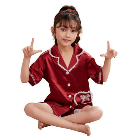 Sunwukong Little Girls Short Satin Silk Pajamas Set Princess Lace Pjs Toddler Kids 2 Piece Sleepwear Button-Down Loungewear
Sunwukong Little Girls Short Satin Silk Pajamas Set Princess Lace Pjs Toddler Kids 2 Piece Sleepwear Button-Down Loungewear