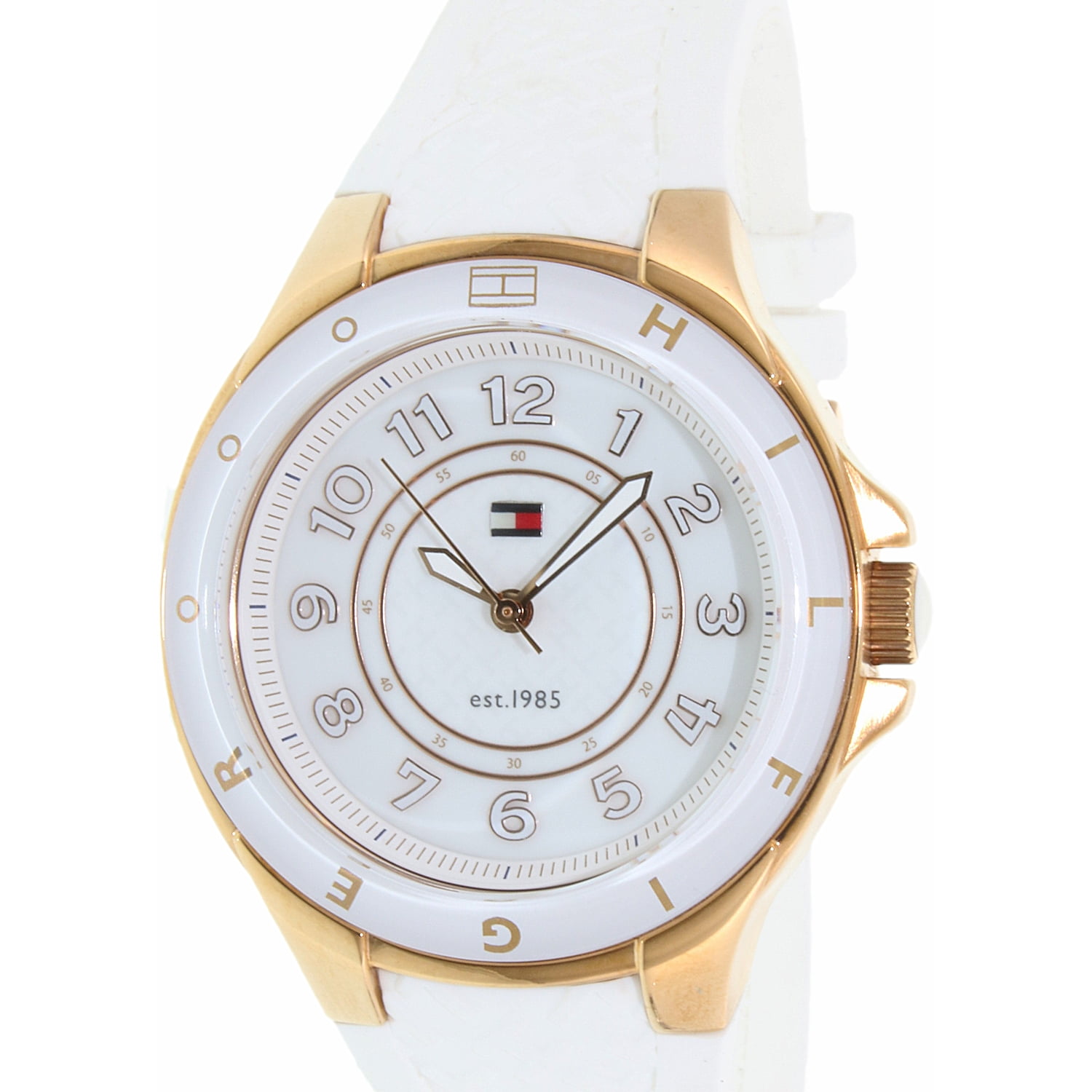 tommy hilfiger watch women's white rubber strap