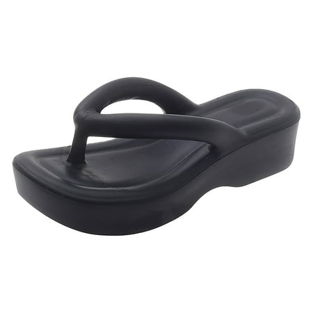 Cathalem Thick Bottom Solid Color Large Bottom Flip Flops Ladies Beach Sandals Black 36
Cathalem Thick Bottom Solid Color Large Bottom Flip Flops Ladies Beach Sandals Black 36