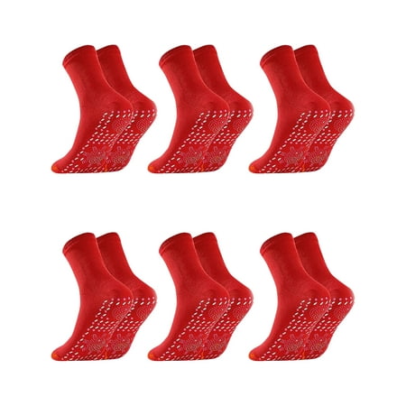 

DNDKILG Heated Warm Socks for Women Compression Winter Soft Causal Thin Crew Socks Red One Size