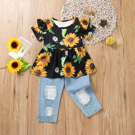Simplmasygenix Children s Day Gift Kids Tops Clearance Summer Girl s Sun Flower Short-sleeved Top Lace Patch Jeans Two-piece Suit
Simplmasygenix Children s Day Gift Kids Tops Clearance Summer Girl s Sun Flower Short-sleeved Top Lace Patch Jeans Two-piece Suit