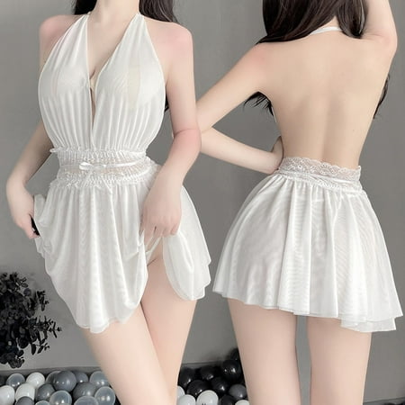 Cntydi Pajamas for Women Gifts Sexy Women Lingerie Lace Deep-V Neck Halter Mesh Temptation Babydoll Underwear Sleepwear Nightdress
Cntydi Pajamas for Women Gifts Sexy Women Lingerie Lace Deep-V Neck Halter Mesh Temptation Babydoll Underwear Sleepwear Nightdress