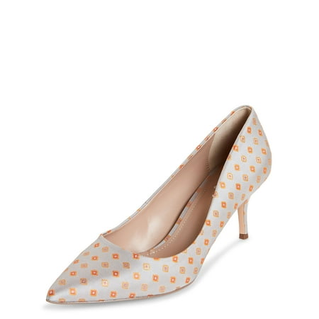 Charles David Addie Grey Multi Fabric Pointed Toe Mid Slip On Heel Dress Pumps (Grey Multi, 5)