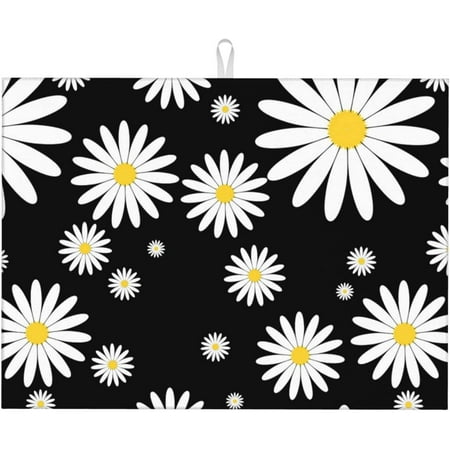 White Daisy Flowers Dish Drying Mat For Kitchen Counter Large Absorbent Dish Drainer Super Absorbent Microfiber Dish Drying Pad 18x24 Inch
White Daisy Flowers Dish Drying Mat For Kitchen Counter Large Absorbent Dish Drainer Super Absorbent Microfiber Dish Drying Pad 18x24 Inch