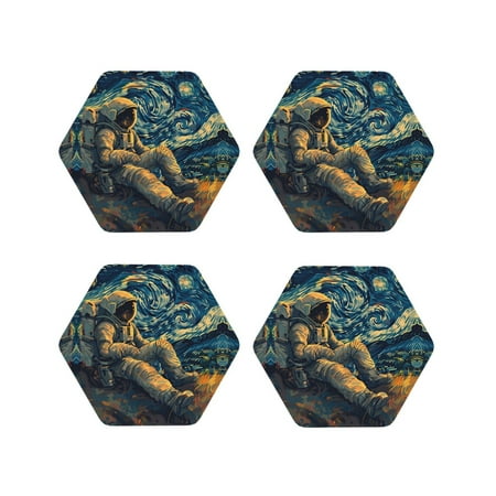 Drink Coasters Set of 4 Astronaut Starry Night Leather Coasters for Coffee Table Protector Heat Resistant Cute Coasters for Home Decor Housewarming Gifts Bar Kitchen 4 Inch Hexagon
Drink Coasters Set of 4 Astronaut Starry Night Leather Coasters for Coffee Table Protector Heat Resistant Cute Coasters for Home Decor Housewarming Gifts Bar Kitchen 4 Inch Hexagon