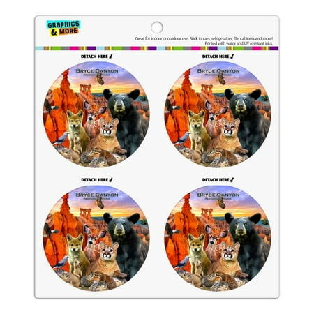 Bryce Canyon National Park Utah UT Beer Animals Cougar Deer Coyote Refrigerator Fridge Locker Vinyl Circle Magnet Set