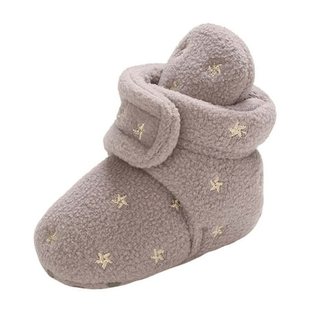 Binmer Winter Toddler Baby Boys Girls Star Fleece Soft Soled Shoes Toddler Boots