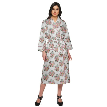 Moomaya Printed Robe For Girls Cotton Bathrobes For Women Wrap Dressing Gown