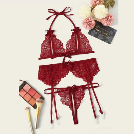WGOUP Ladies Sexy Lingerie Lace Butterfly Bra Panties Garter Belt Three-Piece Set Wine(Buy 2 Get 1 Free)
WGOUP Ladies Sexy Lingerie Lace Butterfly Bra Panties Garter Belt Three-Piece Set Wine(Buy 2 Get 1 Free)