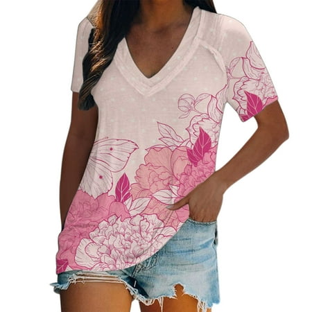 JDEFEG Medium Sleeve Women s Flower Printing V Neck T Shirt Summer Flowy Short Sleeve Printed for Women Long Sleeve Pajama Tops for Women Polyester Pink M
JDEFEG Medium Sleeve Women s Flower Printing V Neck T Shirt Summer Flowy Short Sleeve Printed for Women Long Sleeve Pajama Tops for Women Polyester Pink M
