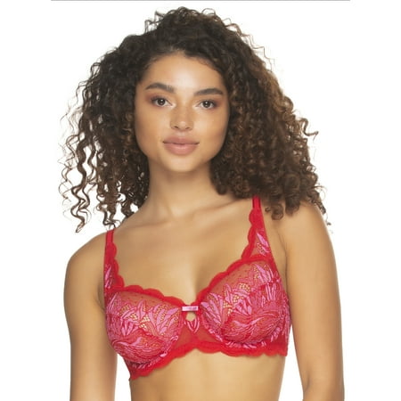 Peridot Unlined Lace Bra (Tango Red Super Pink 36D)