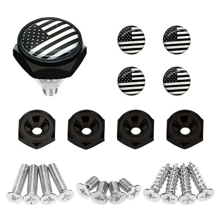 Etereauty 4 Sets American Flag Car License Plate Bolts Screws Car Styling Accessory