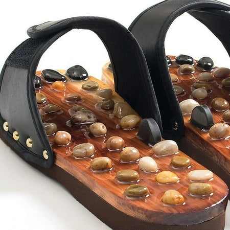 Wooden Cobblestone Shoes Massage Slippers Sandal Reflex Acupuncture Foot