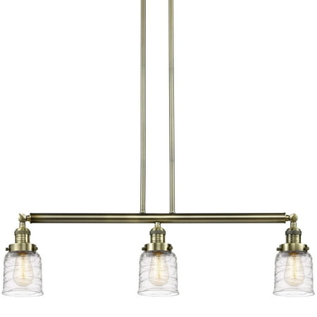 Innovations Lighting 213-10-38 Bell Linear Bell 3 Light 38 Wide Linear Pendant - Antique