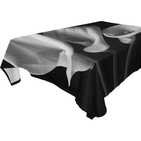 POPCreation Black And White Calla Lily Tablecloth 60x120 inches
