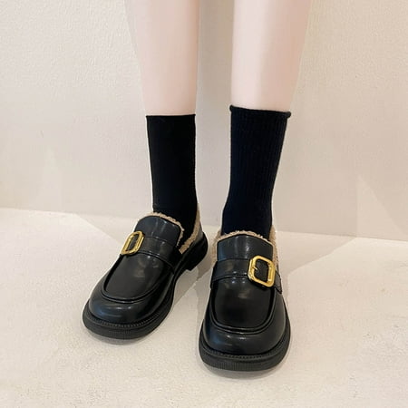 Fjofpr Women Shoes Clearance Fall Winter New Style Metal Buckle Plus Cotton Small Leather Shoes Square Heel Low Heeled Shoes
Fjofpr Women Shoes Clearance Fall Winter New Style Metal Buckle Plus Cotton Small Leather Shoes Square Heel Low Heeled Shoes