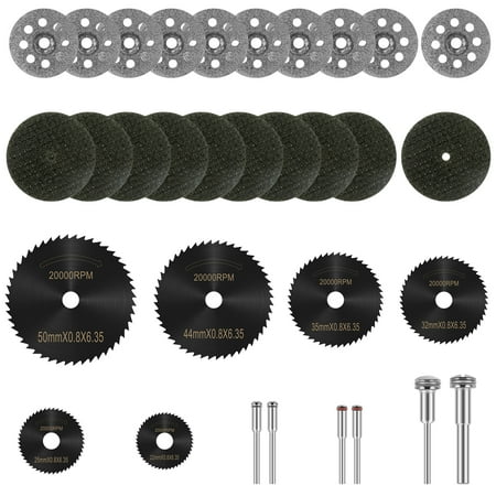 GUSTVE 32Pcs Diamond Cutting Wheel Set Resin Cutting Disc Set Sharp HSS Circular Saw Blade Kit Rotary Tool Accessories with Spindles for Wood Plastic Metal Stone Glass
GUSTVE 32Pcs Diamond Cutting Wheel Set Resin Cutting Disc Set Sharp HSS Circular Saw Blade Kit Rotary Tool Accessories with Spindles for Wood Plastic Metal Stone Glass