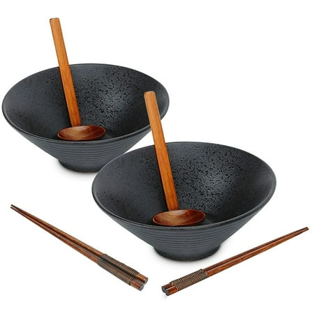 Ceramic Ramen Bowl Set Japanese Ramen Bowl with Chopsticks and Spoon Ramen Bowl Noodle Bowl 2 Sets Black
Ceramic Ramen Bowl Set Japanese Ramen Bowl with Chopsticks and Spoon Ramen Bowl Noodle Bowl 2 Sets Black