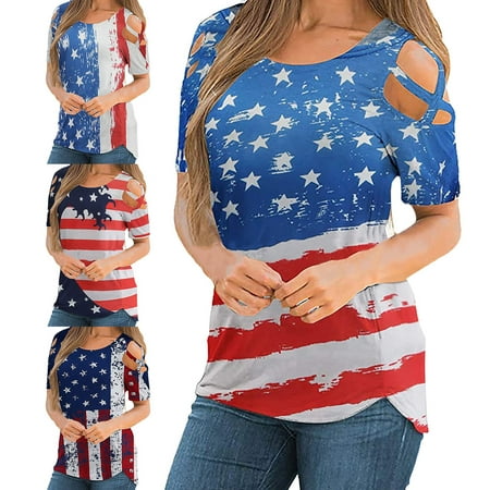 Taluosi Women American Flag Print Short Sleeve Blouse Star Stripe O Neck Patriotic Top T-shirt for Independence Day
Taluosi Women American Flag Print Short Sleeve Blouse Star Stripe O Neck Patriotic Top T-shirt for Independence Day