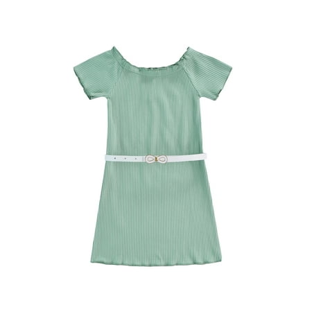 xkwyshop Kids Toddler Girls Summer Casual Dress Solid Color Ruffle Short Sleeve Ribbed Dress with Belt
xkwyshop Kids Toddler Girls Summer Casual Dress Solid Color Ruffle Short Sleeve Ribbed Dress with Belt