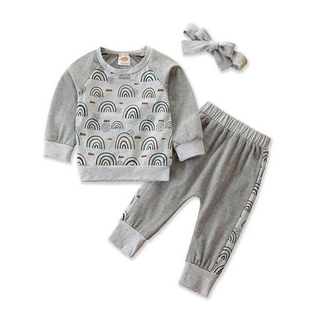 Hopiumy Infant 3Pcs Ranibow Long Sleeve T-shirt Top + Elastic Long Pant + Bow Headband Outfits
Hopiumy Infant 3Pcs Ranibow Long Sleeve T-shirt Top + Elastic Long Pant + Bow Headband Outfits