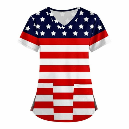 TKing Fashion Womens Summer Plus Size Independence Day Short Sleeve V-Neck Printed Tops Scrub Care Working Uniform Blouse with Pocket Red XL
TKing Fashion Womens Summer Plus Size Independence Day Short Sleeve V-Neck Printed Tops Scrub Care Working Uniform Blouse with Pocket Red XL