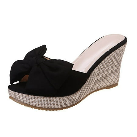 Stamzod Fashion Slippers for Women Solid Color Bowknot Comfy Sandals Slope Heeled Beach Casual Slippers Shoes Clearance
Stamzod Fashion Slippers for Women Solid Color Bowknot Comfy Sandals Slope Heeled Beach Casual Slippers Shoes Clearance