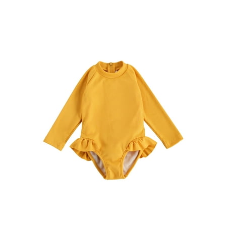 Suanret Toddler Baby Girls Long Sleeve One Piece Swimsuit Zipper Rashguard Swimwear Ruffle Beach Wear Bathing Suit Yellow 3-4 Years
Suanret Toddler Baby Girls Long Sleeve One Piece Swimsuit Zipper Rashguard Swimwear Ruffle Beach Wear Bathing Suit Yellow 3-4 Years