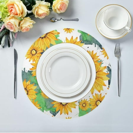 Hidove Sunflower Round Placemats 4pcs Non Slip Heat Resistant Washable Table Mats for Kitchen Dining Room Party Decor
Hidove Sunflower Round Placemats 4pcs Non Slip Heat Resistant Washable Table Mats for Kitchen Dining Room Party Decor