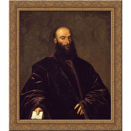 Portrait of Jacopo (Giacomo) Dolfin 24x20 Gold Ornate Wood Framed Canvas Art by Titian