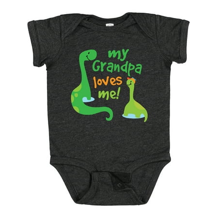 Inktastic My Grandpa Loves Me Grandson Dinosaur Gift Baby Boy Bodysuit